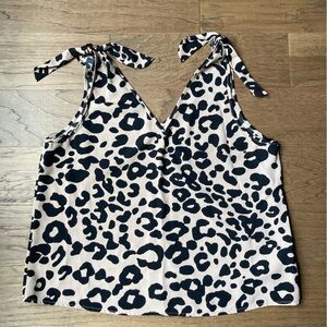 Karlie Black Spot Tie-Shoulder Tank on Cream- Size Large
